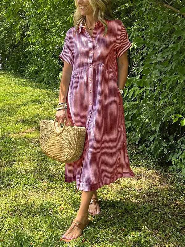 Daphne | Striped Button-Up Dress
