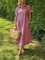 Daphne | Striped Button-Up Dress