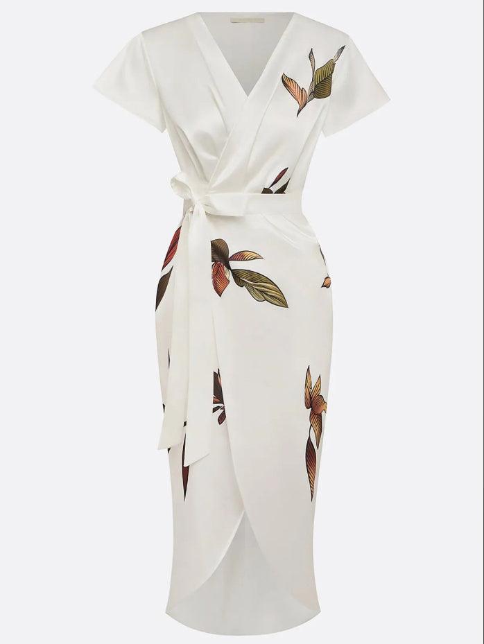 Liora | Floral Wrap Midi Dress