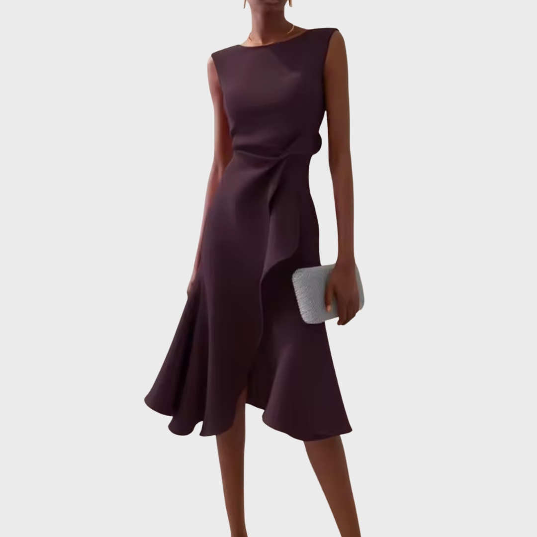 Rita | Draped Asymmetric Midi Dress