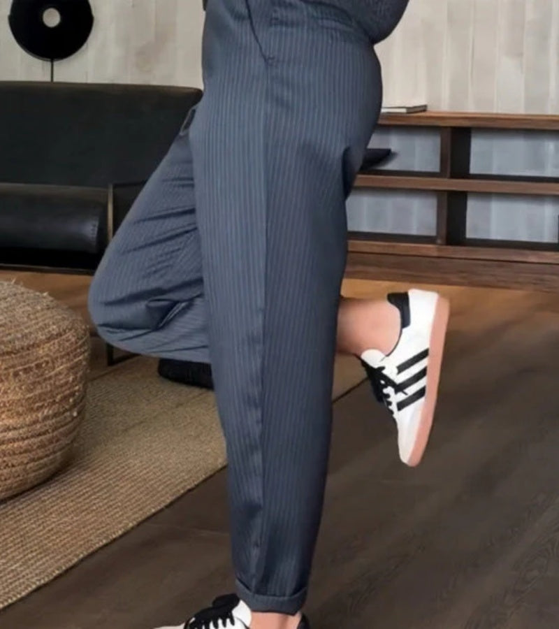 Mathilda | High-Waist Striped Straight-Leg Pants