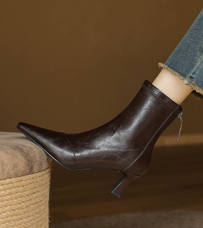 Fulvia | Leather Mid-Heel Ankle Boots