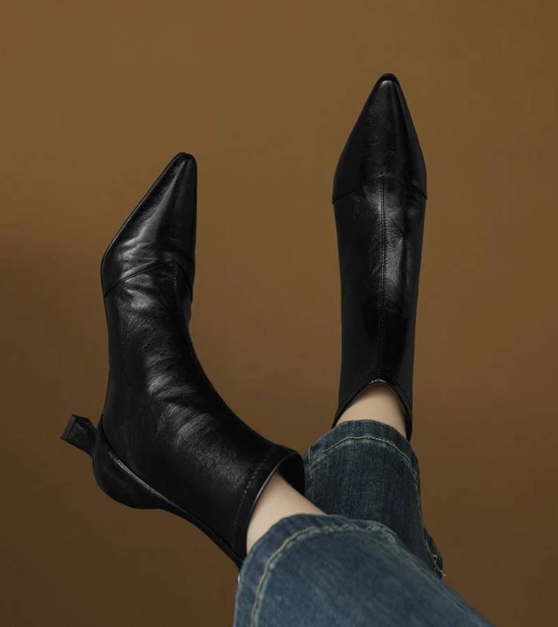 Fulvia | Leather Mid-Heel Ankle Boots