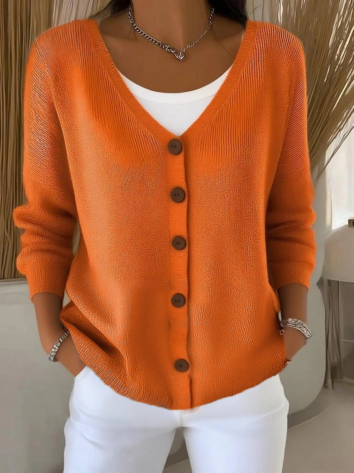 Lyra | Buttoned V-Neck Knit Cardigan