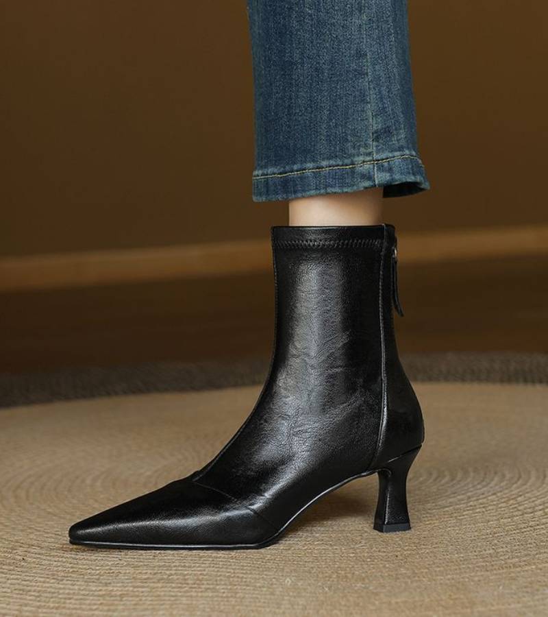 Fulvia | Leather Mid-Heel Ankle Boots
