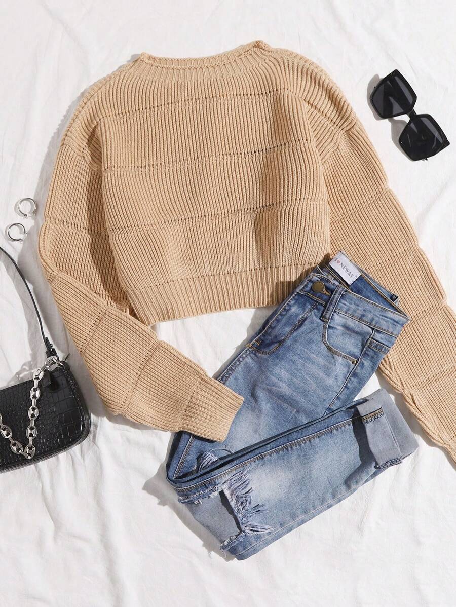 Lune | Cropped Cable Knit Sweater