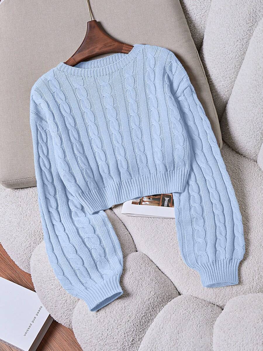 Lune | Cropped Cable Knit Sweater