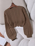 Lune | Cropped Cable Knit Sweater