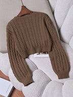 Lune | Cropped Cable Knit Sweater