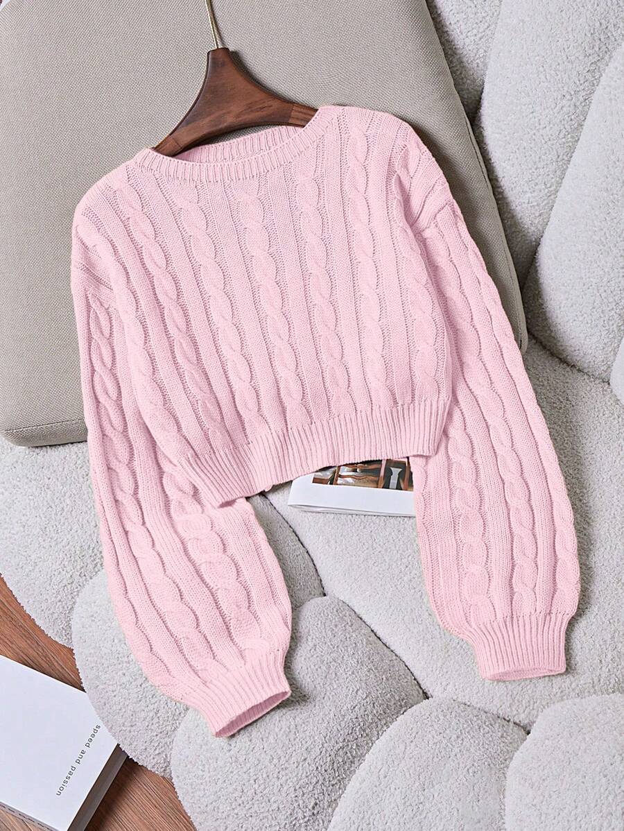 Lune | Cropped Cable Knit Sweater