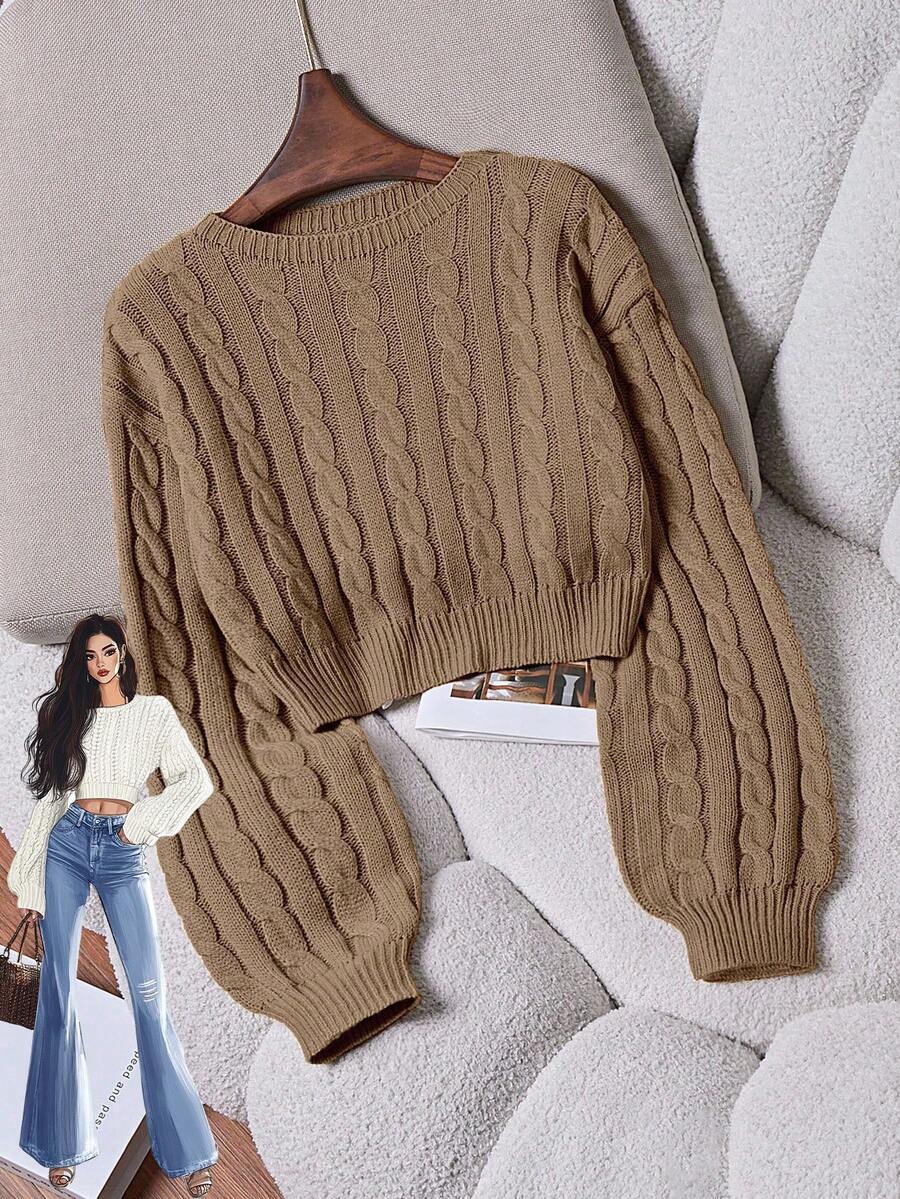 Lune | Cropped Cable Knit Sweater