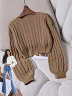Lune | Cropped Cable Knit Sweater
