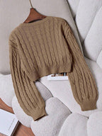 Lune | Cropped Cable Knit Sweater