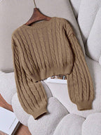 Lune | Cropped Cable Knit Sweater