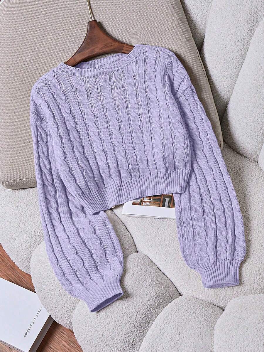 Lune | Cropped Cable Knit Sweater