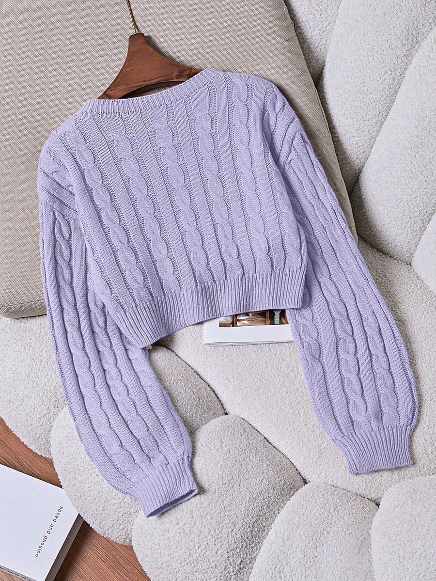 Lune | Cropped Cable Knit Sweater