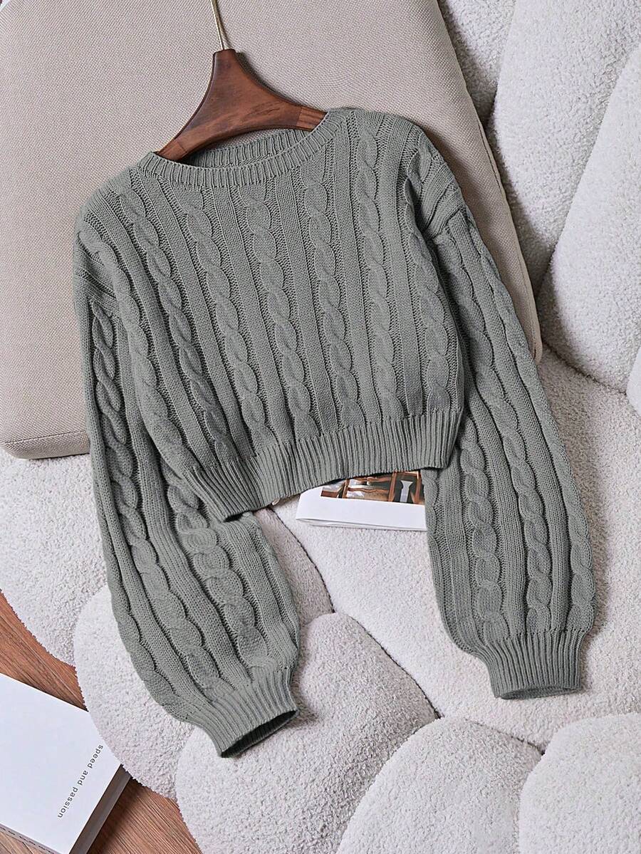 Lune | Cropped Cable Knit Sweater