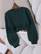 Lune | Cropped Cable Knit Sweater
