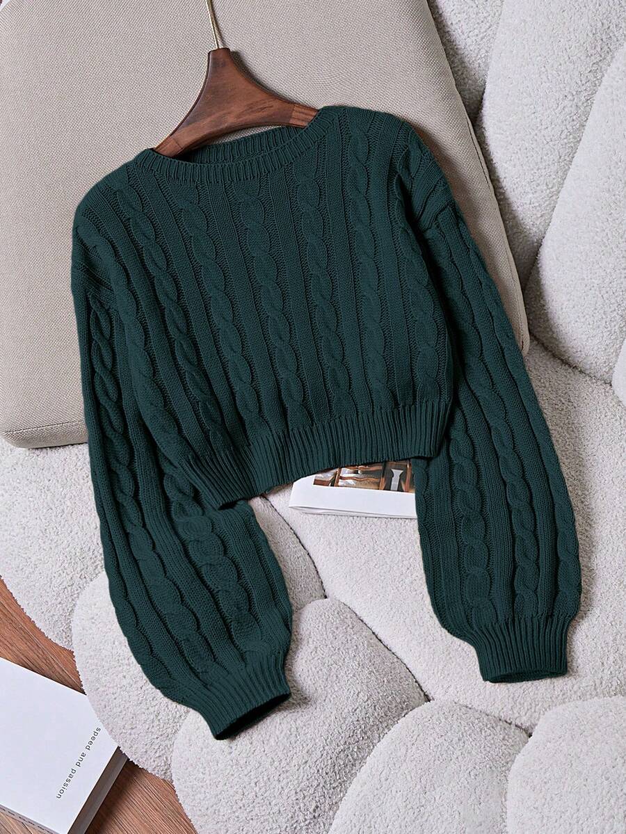 Lune | Cropped Cable Knit Sweater
