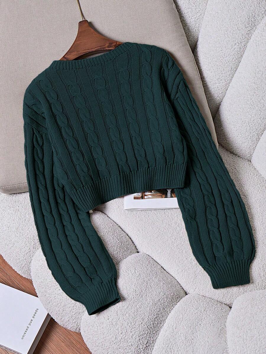 Lune | Cropped Cable Knit Sweater