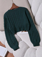 Lune | Cropped Cable Knit Sweater