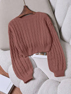 Lune | Cropped Cable Knit Sweater