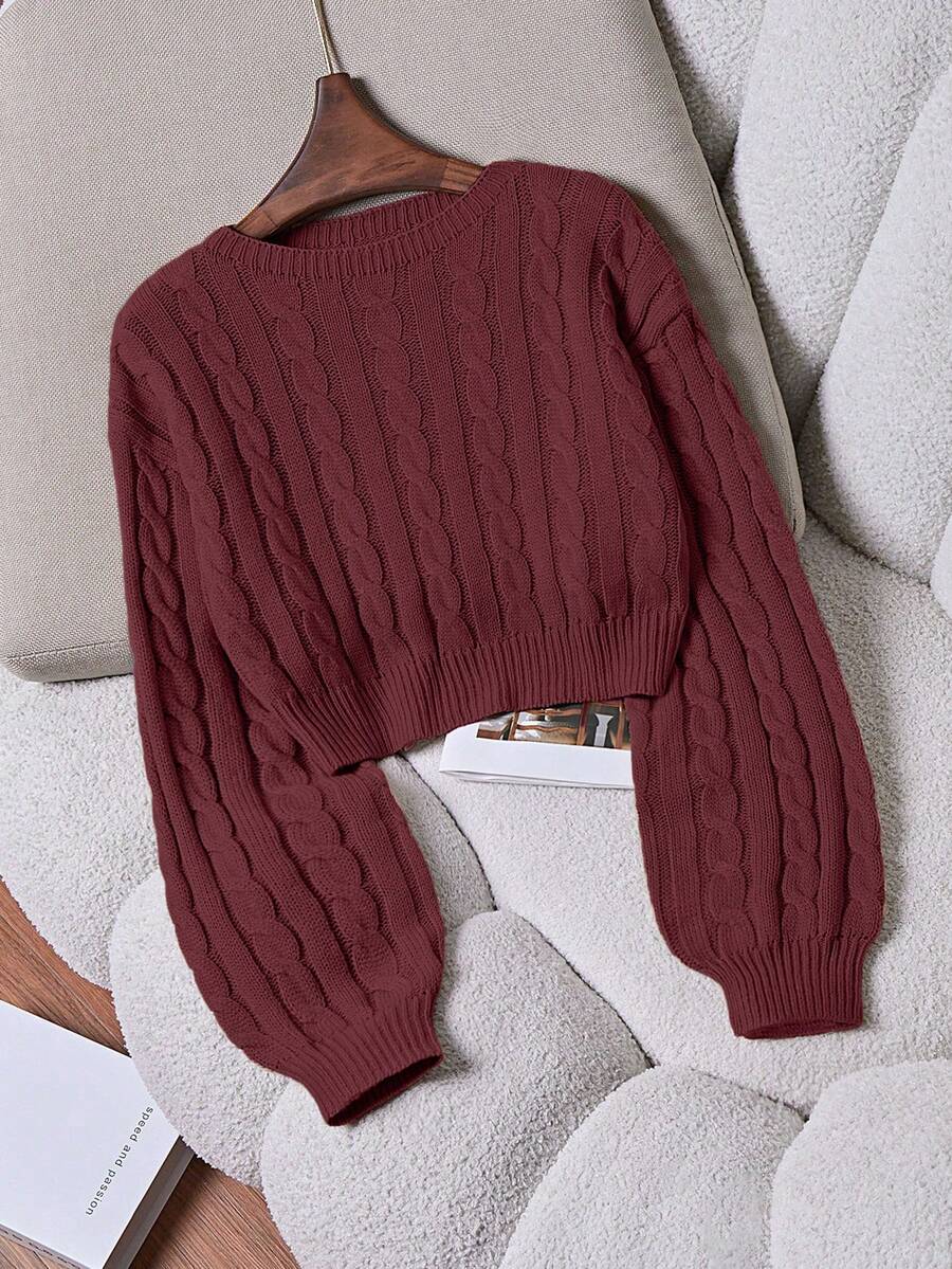 Lune | Cropped Cable Knit Sweater