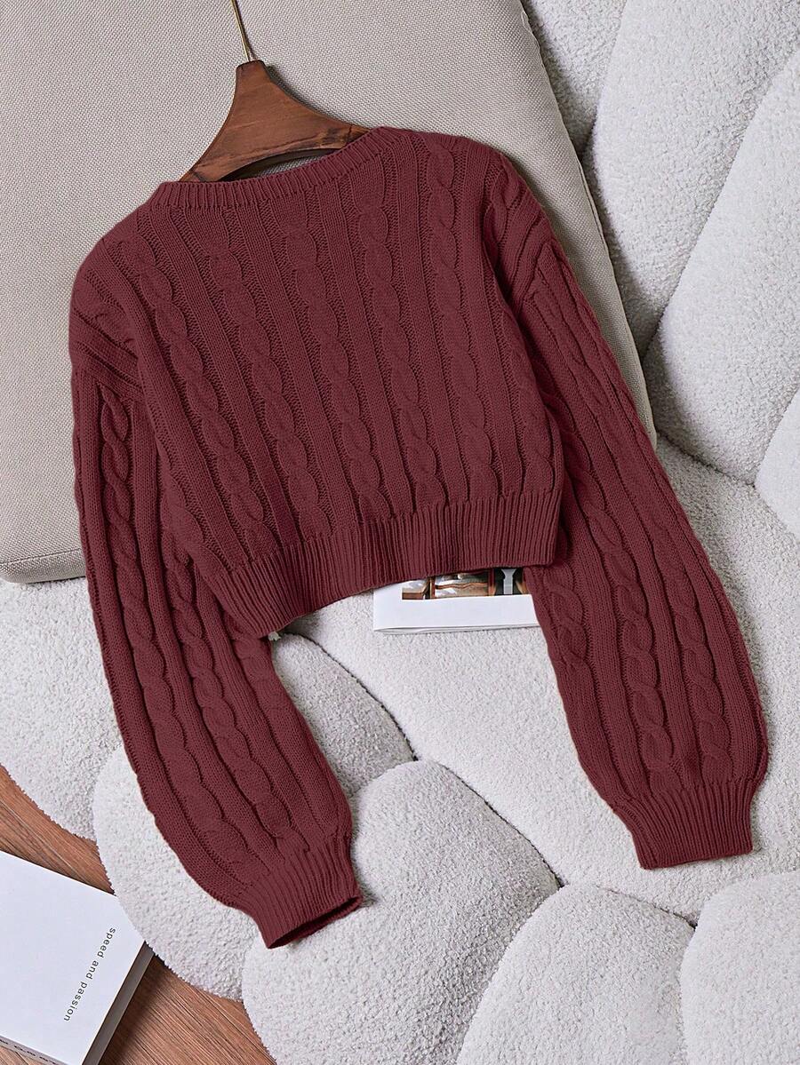 Lune | Cropped Cable Knit Sweater
