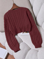 Lune | Cropped Cable Knit Sweater