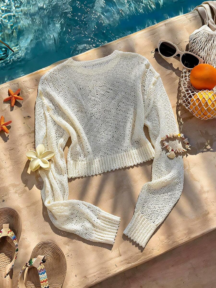 Lune | Cropped Cable Knit Sweater