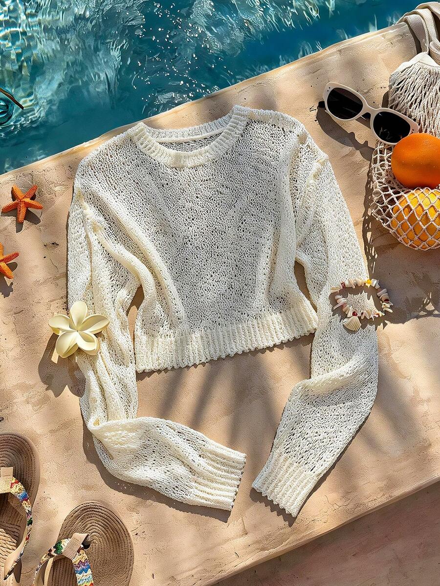Lune | Cropped Cable Knit Sweater