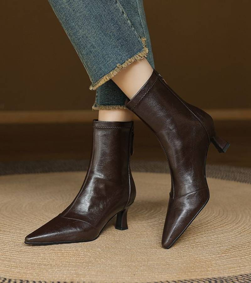 Fulvia | Leather Mid-Heel Ankle Boots