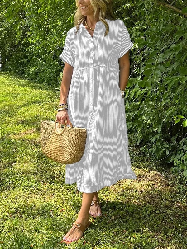 Daphne | Striped Button-Up Dress