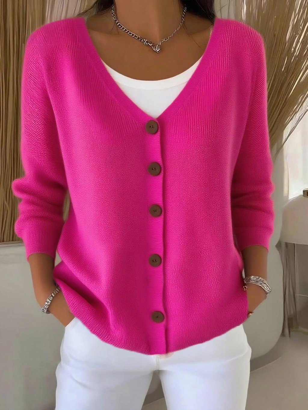 Lyra | Buttoned V-Neck Knit Cardigan