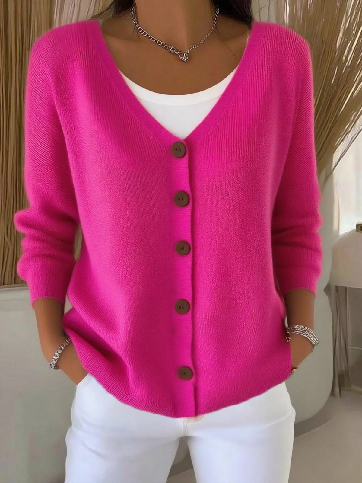 Lyra | Buttoned V-Neck Knit Cardigan
