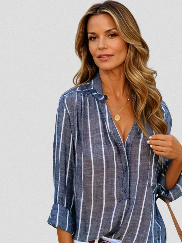 Naia | Striped Button Blouse