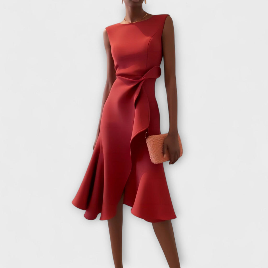 Rita | Draped Asymmetric Midi Dress