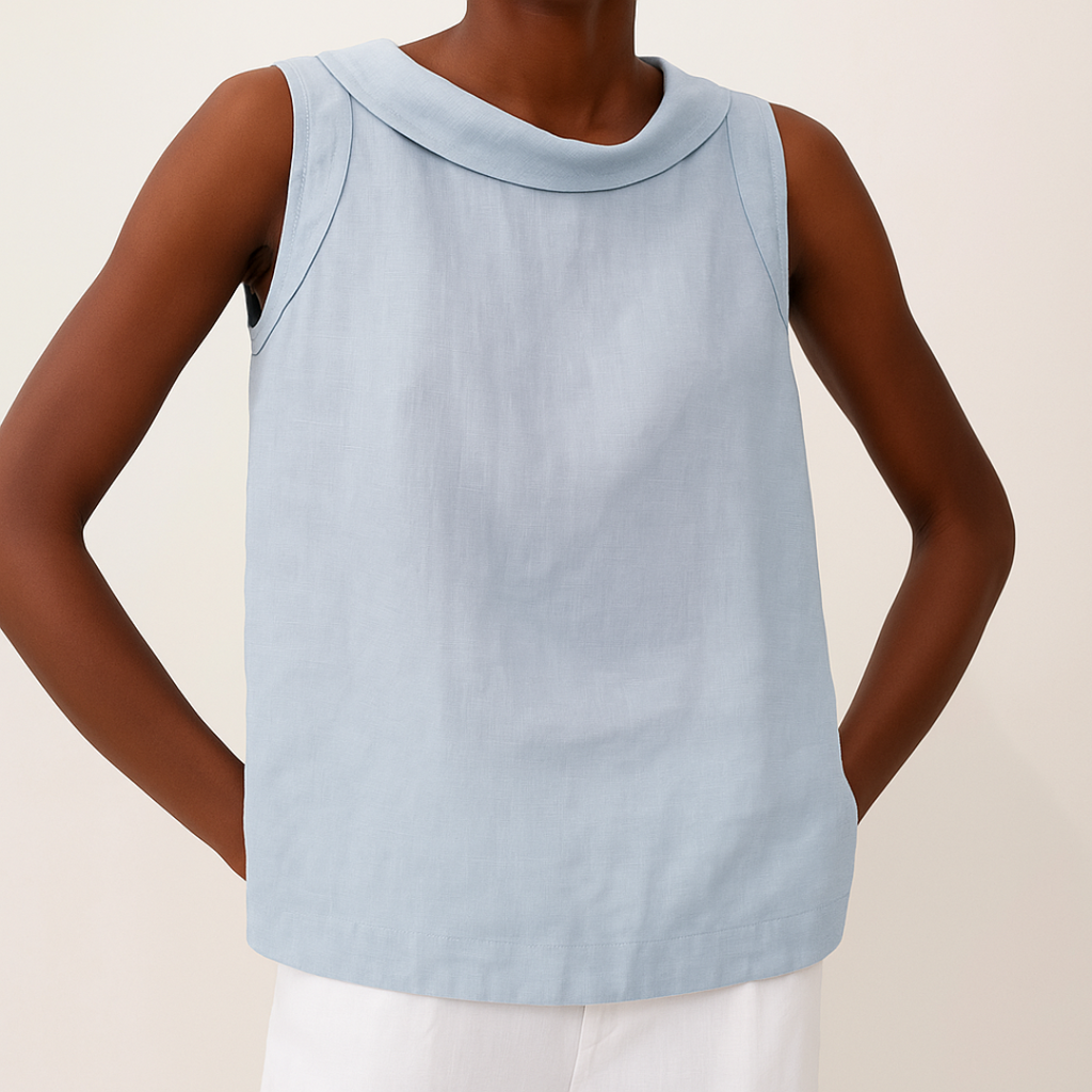 Valerie | Sleeveless Roll Collar Top