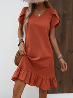Maëlle | Ruffle Sleeve V-Neck Dress