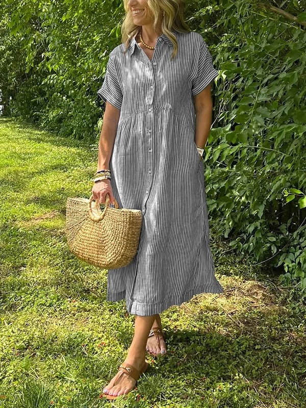 Daphne | Striped Button-Up Dress