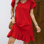 Maëlle | Ruffle Sleeve V-Neck Dress