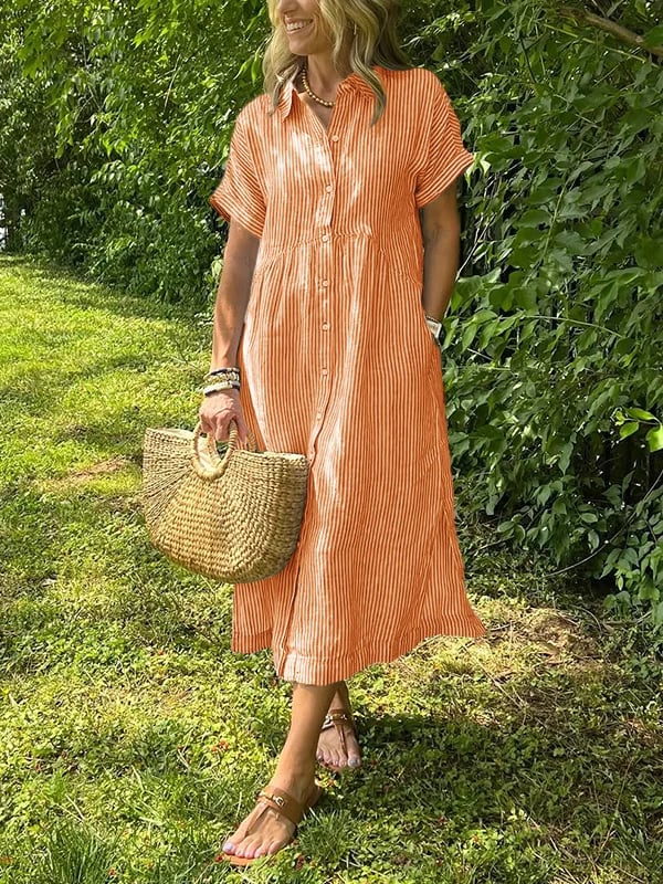 Daphne | Striped Button-Up Dress