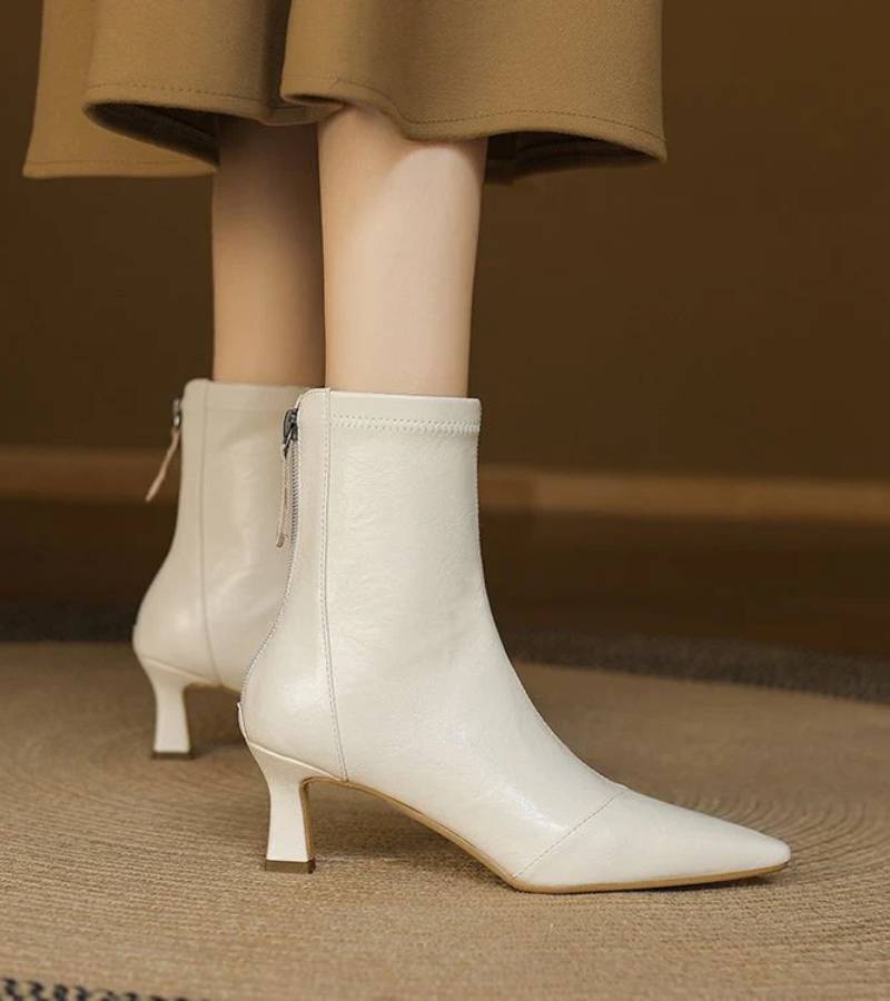 Fulvia | Leather Mid-Heel Ankle Boots