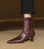 Fulvia | Leather Mid-Heel Ankle Boots
