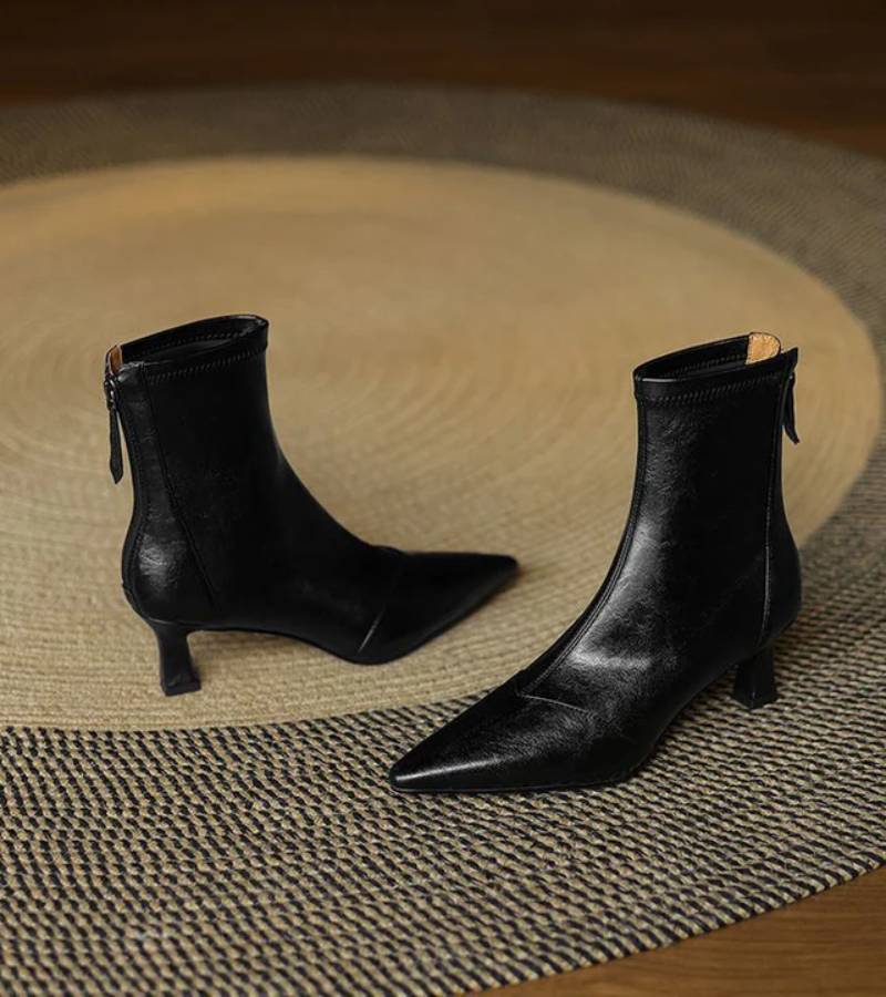 Fulvia | Leather Mid-Heel Ankle Boots