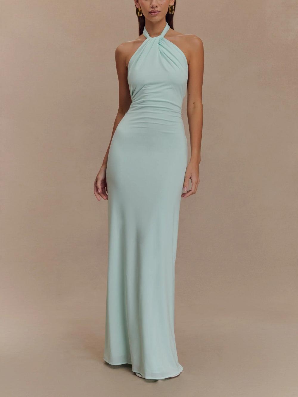 Elisa | Slinky Halter Maxi Dress