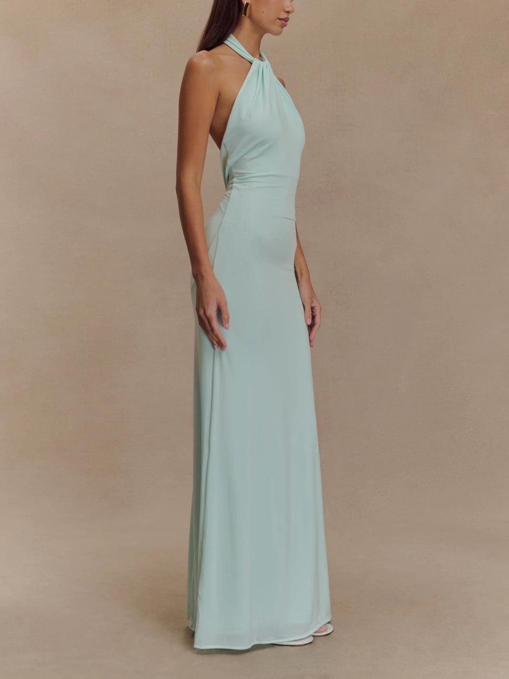 Elisa | Slinky Halter Maxi Dress