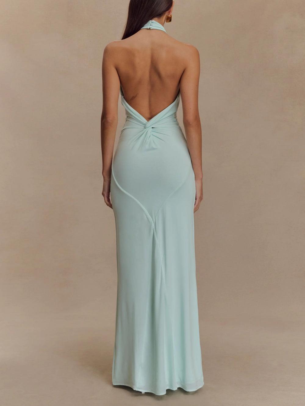 Elisa | Slinky Halter Maxi Dress