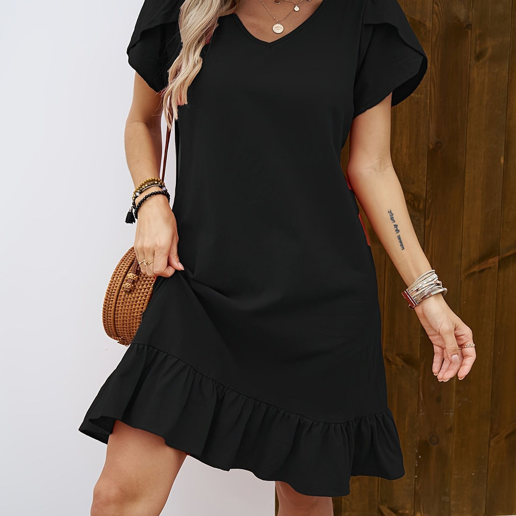 Maëlle | Ruffle Sleeve V-Neck Dress