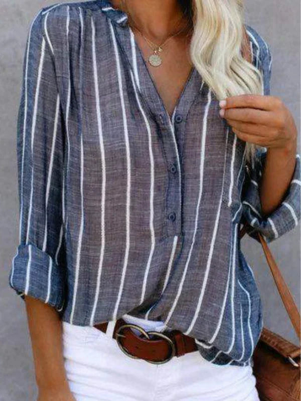 Naia | Striped Button Blouse
